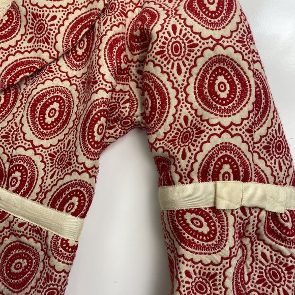 Arden B Women's Blazer Medium Tapestry Style Cropped Red and Cream Vintage y2k - Picture 7 of 9